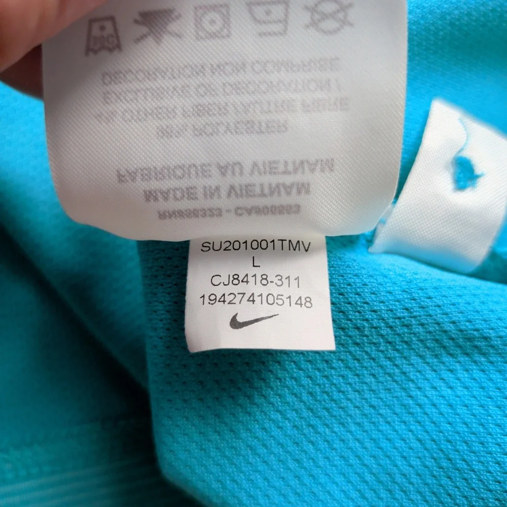 Nike Miami Dolphins NFL On Field Polo Shirt Men L Blue Orange Stripe Performance